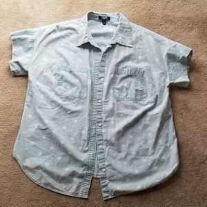 1X Chaps, blue with white polka dots